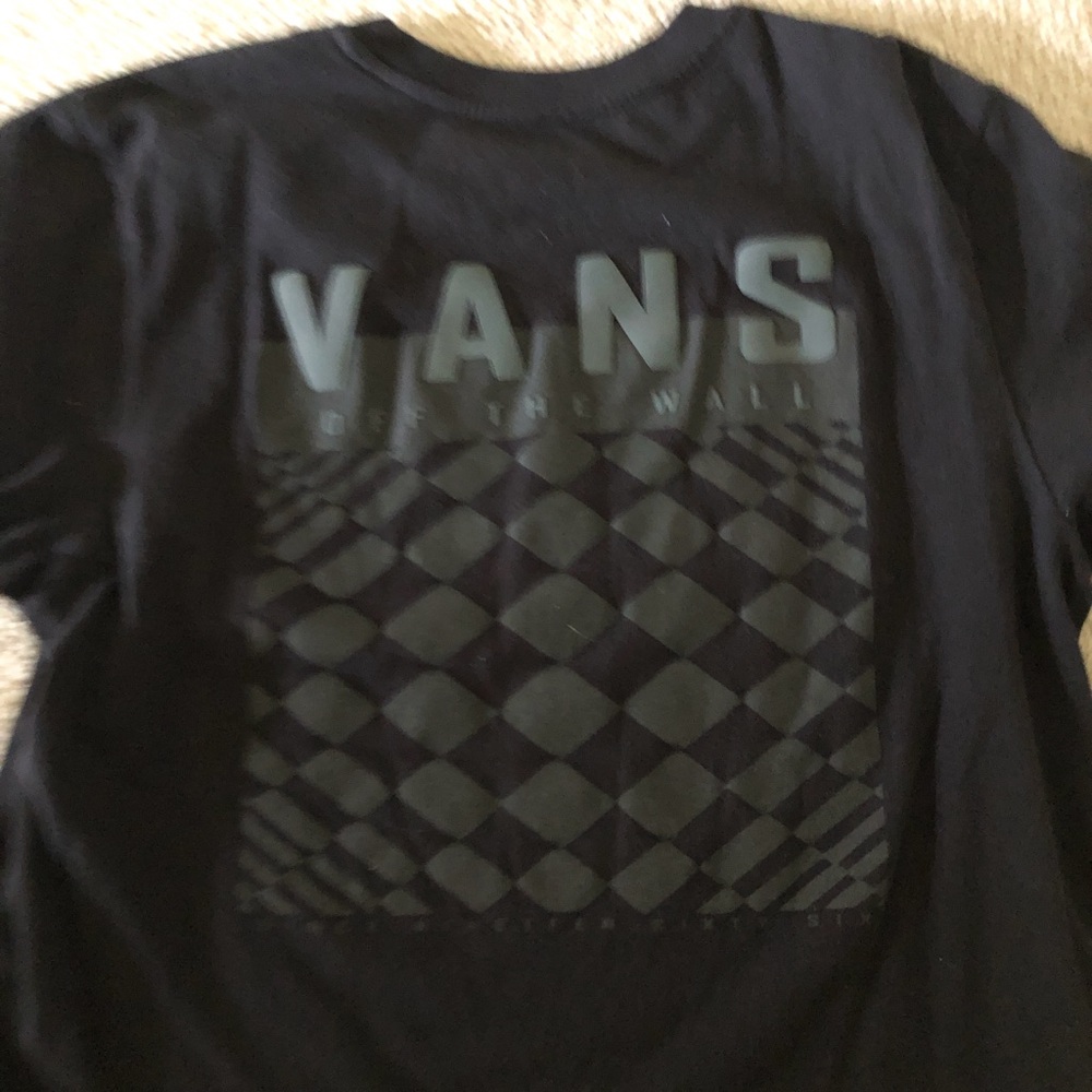 Vans Black T-Shirt with Dark Gray Checker Graphic
